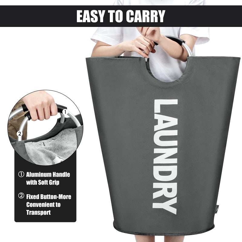 DOKEHOM 125L X-Large Collapsible Washing Laundry Basket Bag (7 Colors) for Bedroom, Fabric (Dark Grey, XL) - Image 5